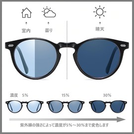 Feisedy B1137 Men's Sunglasses, Dimmable, Discolorable, Polarized Sunglasses, Outdoor Sunglasses, UV400 Protection, UV Protection, UV Protection, Women's, Sunglasses, Fishing, Driving, Ultra