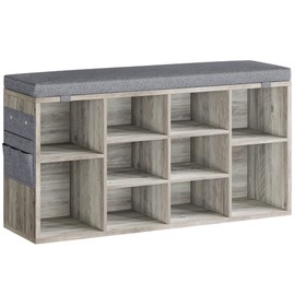GAOMON Entryway Shoe Storage Cabinet Bench with 10 Cubbies,Shoe Rack with Cushion,3-Tier Adjustable Shelf for Entryway,Living Room,Hallway,Bedroom,Mudroom, Closet and Garage(Grey,41inches)