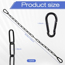 Gate Chain Lock 20'' Stainless Steel Chain Fence Gate Latch with Carabiner Gate Chain Lock with Carabiners Barn Chain Link Outdoor Hardware Lock Chain for Yards, Pet Cages, Horse Goat Dog Stall Barn