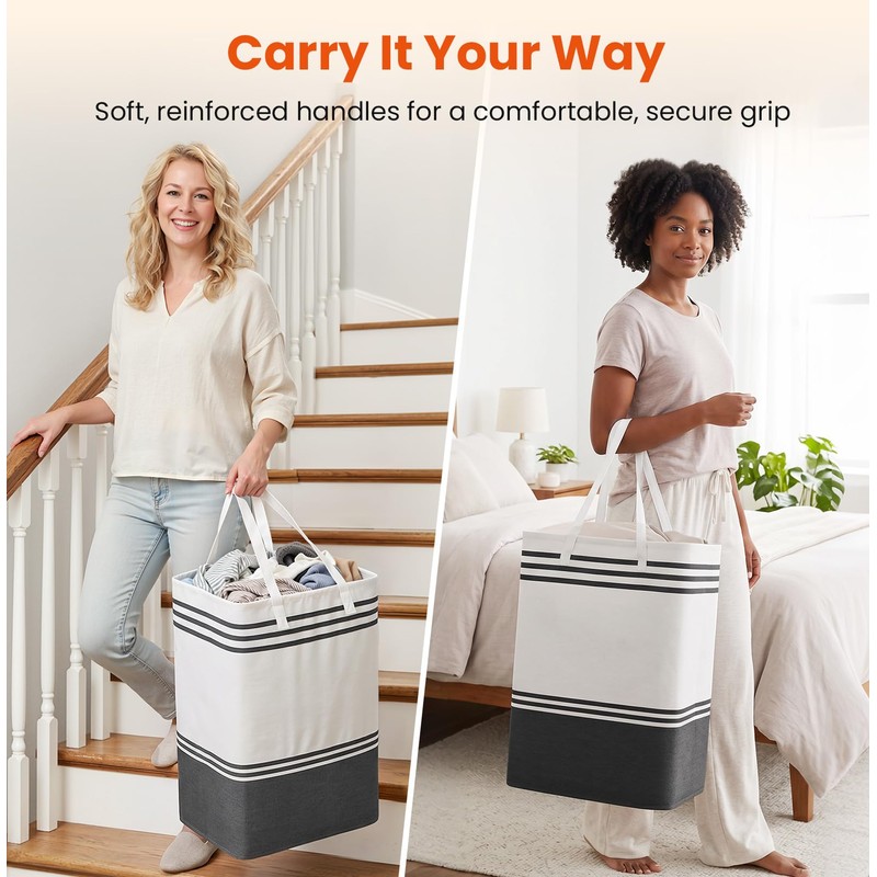 TranquilRelax 3-Pack Laundry Basket - Collapsible Tall Laundry Hamper with
