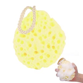 1pcs Body Bath Sponge,Natural Fiber Soft Body Bath Sponge Honeycomb Texture Gentle Soothing Exfoliating Cleansing Body Sponge for Women Men Kids Daily Care Bathroom Supplies(Yellow)