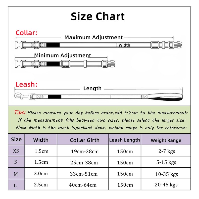 Olahibi Dog Collar and Leash Combo Set, Union Flag Pattern,