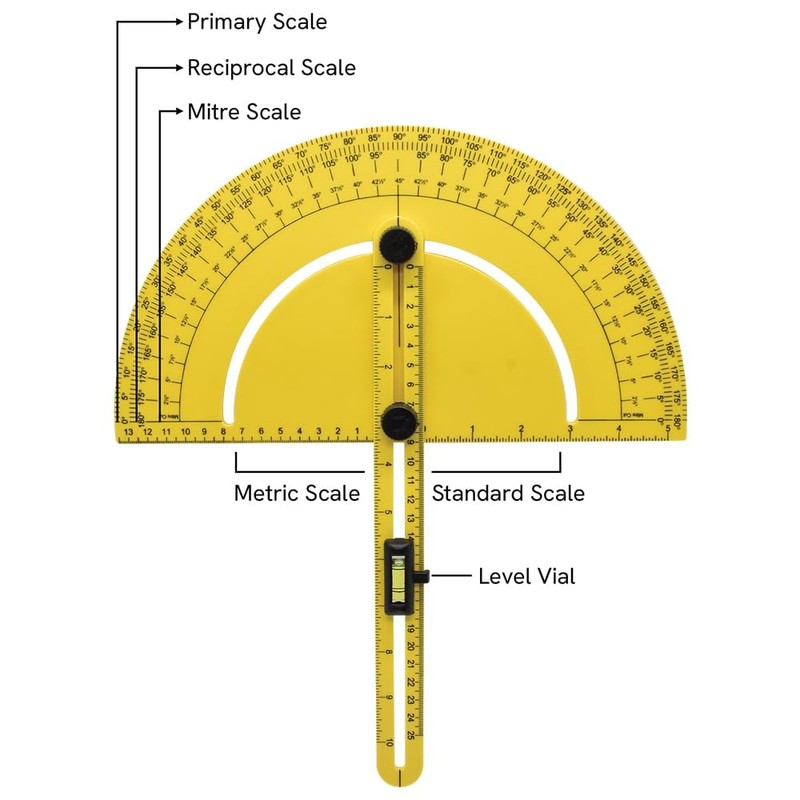 Big Horn 19104 Plastic Miter Saw Protractor 7-Inch Angle Finder