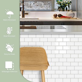 10-Sheet Thick Peel and Stick Kitchen Backsplash Tiles,3D Subway Waterproof Self-Adhesive Wall Tile Stick on Backsplash for Kitchen and Bathroom(White,12.6"×10.6")