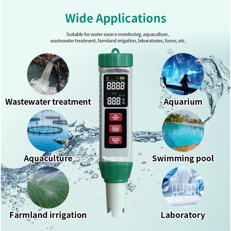 Tudoupeng pH Meter & Pool Salt Tester, Digital 5 in