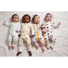 MONICA + ANDY One Piece Pajamas, Newborn Size, Puppy Bffs, 100% Organic Baby Clothes for Girls and Boys, Zip Up Pajama, Sustainable Super Soft Fabric, Sizes For Newborn, Infant & Toddler