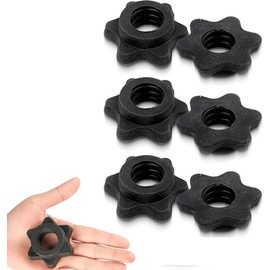 Pack of 6 Dumbbell Hex Nuts, Non-Slip Quick Release Barbell Clasps, Spinlock Collars, Barbell Clips, Plastic Dumbbell Clips (Black, 25 mm), for Training Sports (Black, 25 mm)
