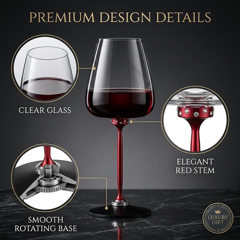 DXMGTSLP Unique Spinning Wine Glass, 16.9 oz Crystal Wine Glass