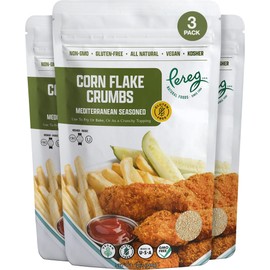 Pereg Seasoned Gluten Free Cornflake Crumbs, 12 oz (3 Pack) | Crispy Breadcrumbs for Coating & Stuffing | Coat Shnitzel, Burgers, Vegetables | Kosher | Resealable Bag