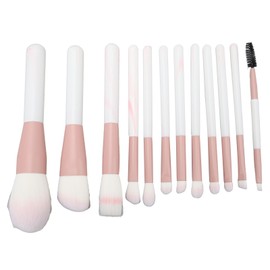 12Pcs Makeup Brushes Set Synthetic Cosmetic Brush Artificial Fiber Soft Bristles Beauty Tools Pink
