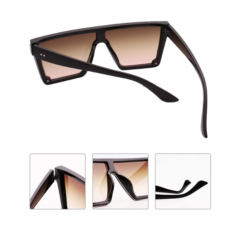 FOURCHEN Square Oversized Sunglasses for Women Men Fashion Flat Top
