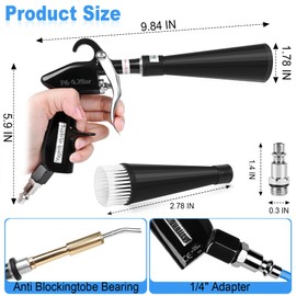 phepetroll Air Blow Gun Car Detailing Dry Cleaning Gun High Pressure Cleaning Tool, Dryer Blower for Car Surfaces Quickly Blasts Dust, Works with Air Compressor (Black, 2 Set Nozzle)
