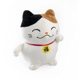 Mango Steam 11" Adorable Kawaii Lucky Cat Plush with Waving Arm - Soft and Hypoallergenic (White)