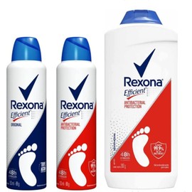 Kit 2 Desodorantes en Aerosol Rexona y + 1 Talco para pies vs el mal olor