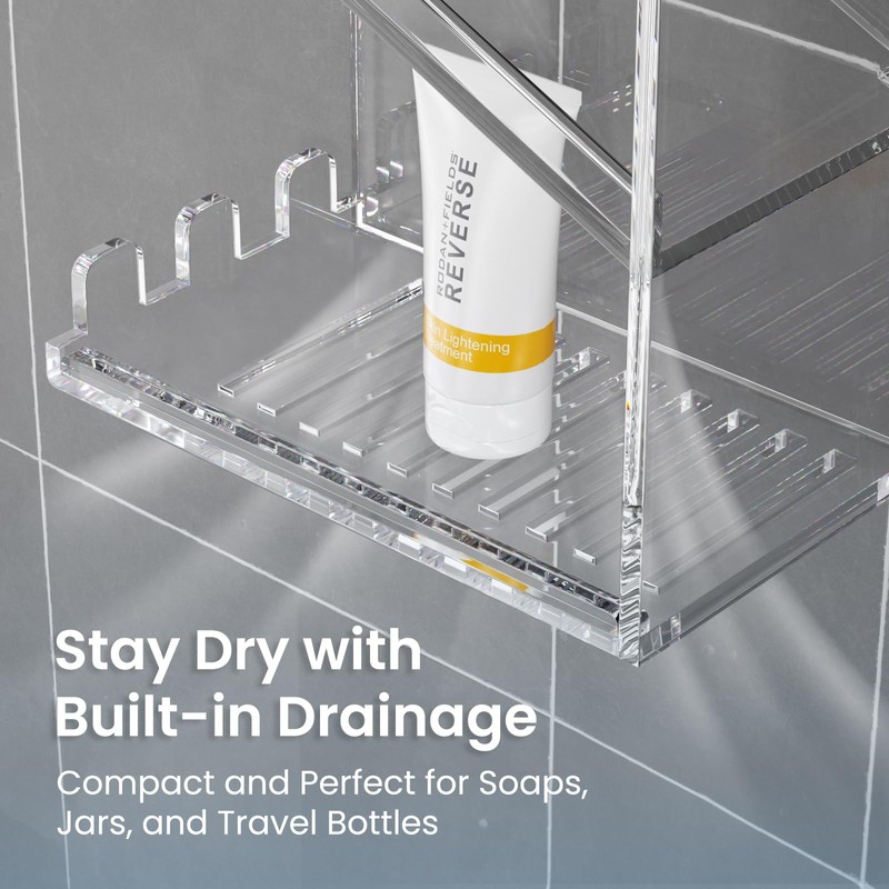 AITEE Acrylic Bathroom Organizer Caddy, Clear Shampoo Holder Wall Mounted,