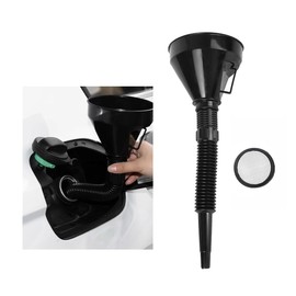 Gasedin Wide Mouth Oil Funnel with Flexible Extension, Large Plastic Funnel with Handle Removable Mesh Screen Filter, Funnel for Water Engine Oil Transmission, Car Accessories