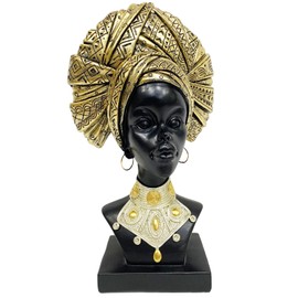 NUOYI PIEIN African Statue for Home Decor - 11" African Tribal Sculpture - Modern Decorations for Living Room,Bedroom - Handcrafted Afrocentric Bust Centerpiece