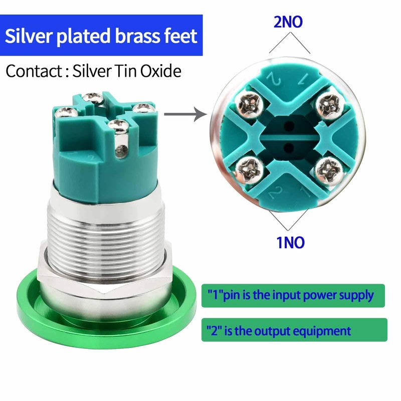 ZJWZJH 10 Amp 22mm 7/8'' Latching Mushroom Head Push Button