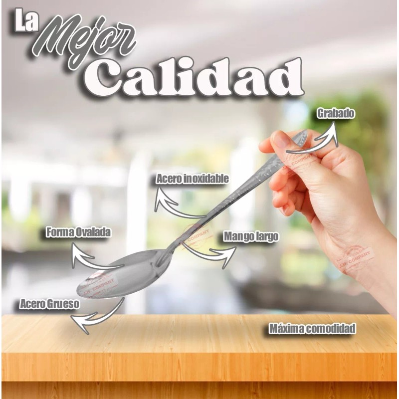 J.H. Company Set 12 Pcs Cuchara Sopera Cubiertos Acero Inoxidable