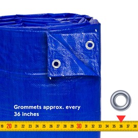 TARP SUPPLY Inc. 20' x 20' Heavy Duty Blue Poly Tarp - Waterproof, UV Resistant & Lightweight 5 Mil - Aluminum Grommets, Rope Reinforced Edges - Ideal for Car, Camping, Motorcycle & Outdoor Protection