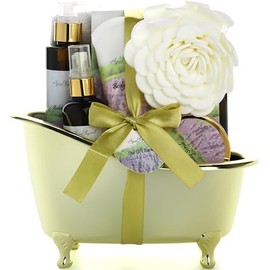 Cestas de regalo de spa para mujeres  Juego de baño de lujo con aceite de lavanda y árbol de té  Kit de spa incluye lavado corporal, baño de burbujas