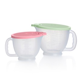 Tupperware Classic Mix-N-Store Pitcher Set in Mint Green and Candy Pink, Dishwasher Safe and BPA Free (2 Bowls, 2 Lids)