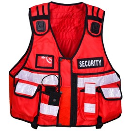 RAC3 Hi Viz Tactical Vest Dog Handler Security, Paramedic, Enforcement, Tac Vest (Red)