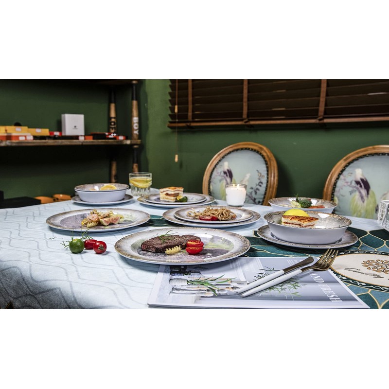 Melamine Dinnerware set for 4 - Dinner Plates Bowls Set