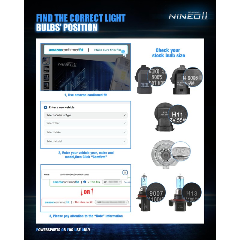 NINEO 9012 Bulbs, 9012 Fog Lights, [2025 Upgrade] 600% Brighter