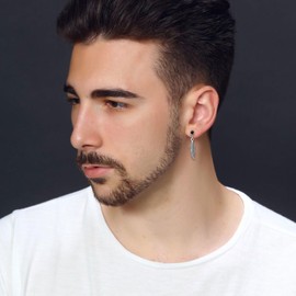 CPSLOVE Men's Women's Stainless Steel Feather Earrings Fashion Feathered Stainless Steel Earrings with Zirconia for Girls, Cubic Zirconia, No Gemstone