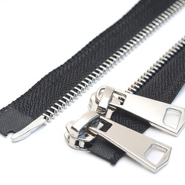 YaHoGa #5 - chamarra separadora de dos vías de 35 cm, cierre de metal plateado para chaquetas, abrigos, manualidades de costura (14 pulgadas TW plateado)