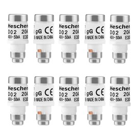 Heschen Ceramic Neozed Fuse Inserts, D0 Type Fuse Insert, D02, 20A 400VAC, gL/gG Type, Pack of 10