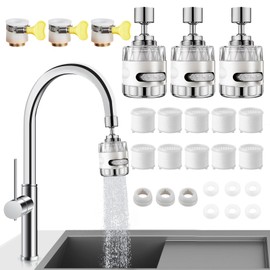 Sink Filter Water Faucet with 3 Spray Modes, 360° Rotating Water Purifier Reduces Chlorine & Impurities for Home Kitchen Bathroom Sink, Easy Install-3 Pack