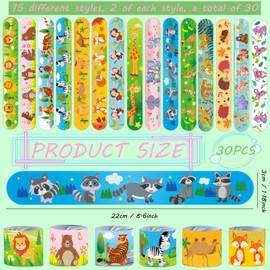 Viicoor Slap Bracelets for Kids 30PCS Animals Style Snap Bands Party Gadget Fillers Spring Favor (Animals-30P)