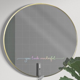 You Look Wonderful Mirror Decal Vinyl Decal, Bathroom Wall Decals, Mirror Sticker for Girls, Bathroom Decor, Inspirational Quotes Mirror Decal, Positive Affirmation Decal for Girls Room (Holographic)