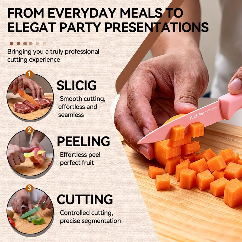 Ruffulon Paring Knife Set, 4PCS Stainless Steel Paring Knife Set,