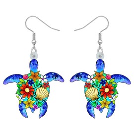 DALANE Acrylic Cute Turtle Earrings Hanging Dangle Drop Ocean Animals Jewellery Gifts for Women Girls Children, Acrylic, No Gemstone