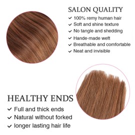 ORIGEN Clip in Hair Extensions Real Remy Human Hair Balayage Dark Brown Mixed Chestnut Highlights Hair Extensions for Women 80g 7 Pcs 14 Inches