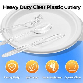 Plastic Forks 360 Count Heavy Duty Disposable Plastic Forks Clear Plastic Forks Bulk Plastic Forks Cutlery Set Clear Disposable Fork Bulk Durable Plastic Cutlery for Daily Use