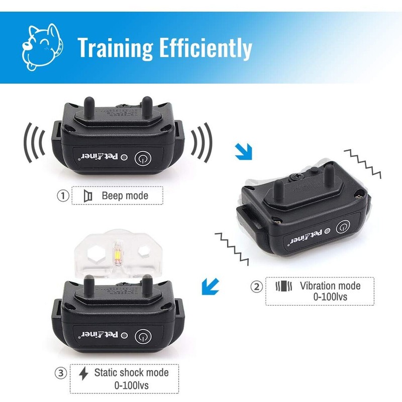 Petrainer Shock Collar for Dogs - Waterproof Rechargeable Dog Training