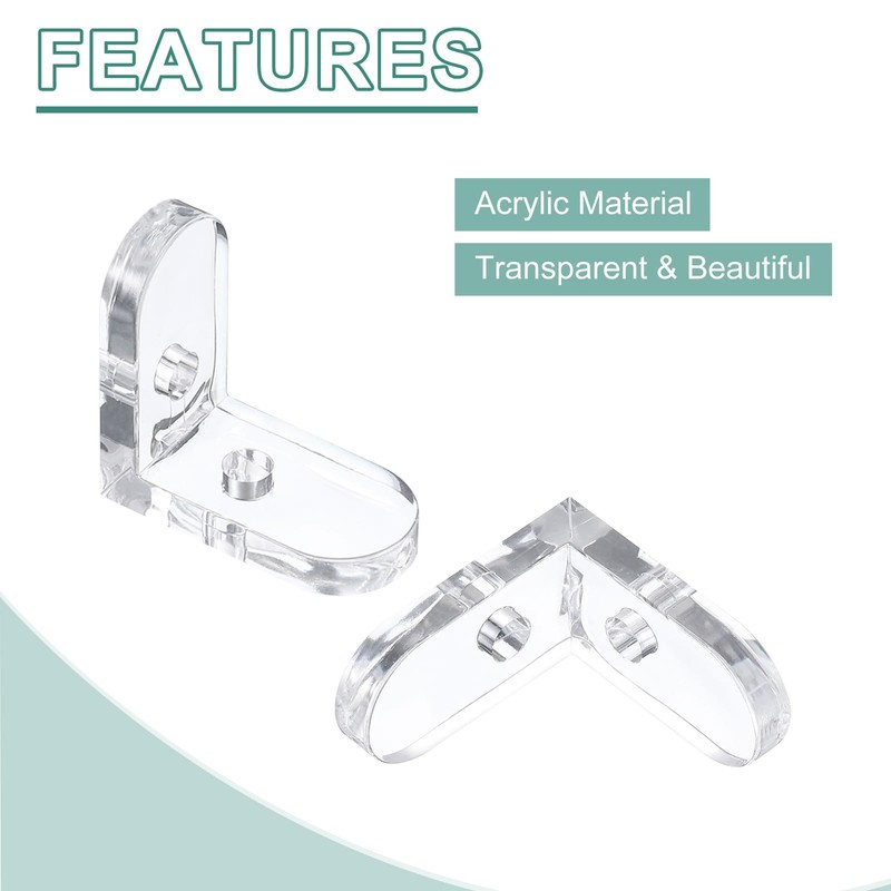 sourcing map 20 Set Acrylic Corner Bracket, L-Shaped Corner Connector