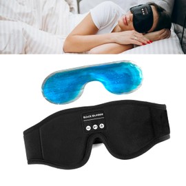 BLACK BAMBOO 3D Sleep MASK with Bluetooth and Eye Therapy Gel Pack