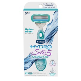 Schick Hydro Silk Sensitive Women's Razor | 5-Blade Razors for Women Sensitive Skin | Womens Razors Sensitive Skin | 1 Handle & 2 Razor Blade Refills