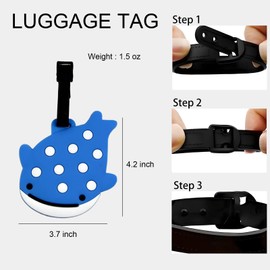 Luggage Tag – Cute Silicone Animal ID Bag Tag for Suitcases, Backpacks, Travel Accessories – Cartoon Travel Tag for Airplane, Cruise, Vacation (Whale Shark)