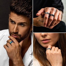 FindChic Stress Relieving Celtic Knot Fidget Ring Size 9 Stainless Steel Rainbow Spinner Rings for Men