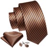 Barry.Wang Men's Silk Business Ties with Handkerchief, Cufflink Stripes Plaid
