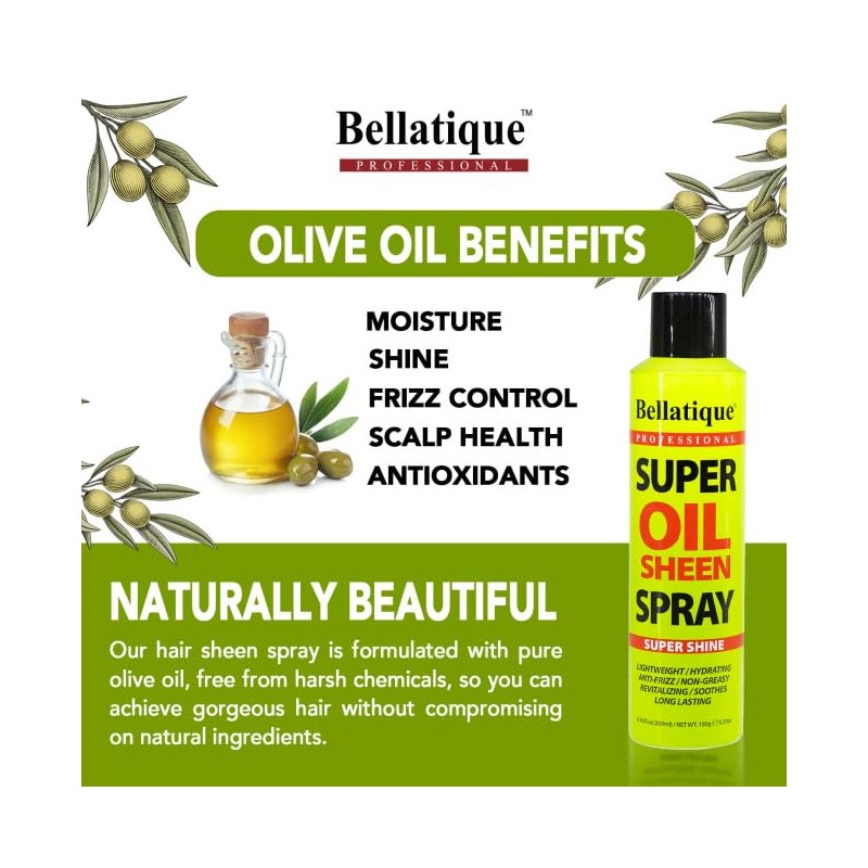 BELLATIQUE Super Oil Sheen Spray (6.76 oz) - Super Shine.