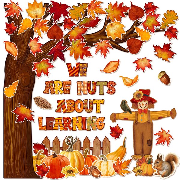 Pasimy 45 Pcs Fall Bulletin Board Decorations Thanksgiving Classroom Cardboard