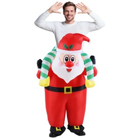 Soulty Inflatable Christmas Costume Blow up for Adult Unisex Smiling Santa Claus Xmas Costumes for Holiday Party Cosplay