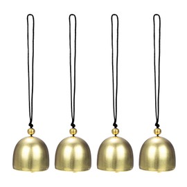 M METERXITY 4-Pack Hanging Bells, Small Decorative Bells Wind Chimes Vintage Bell Jingle Bells for Christmas/Home/Window/Door/Garden Decor, Hanging Bell Pendant [Gold, Black]
